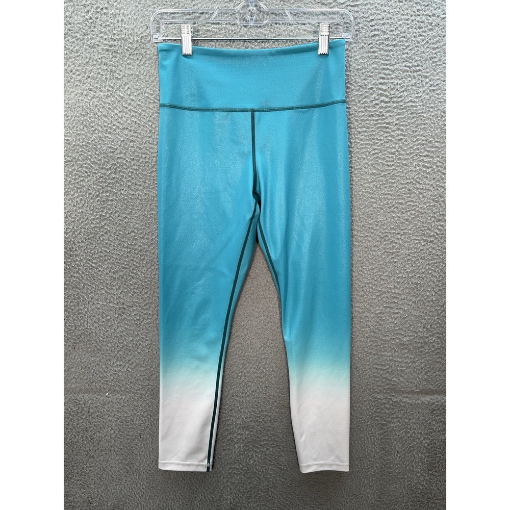 Zyia Active Leggings Womens 6/8 Blue White Ombre Metallic Light N Tight Yoga